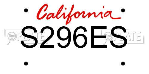 S296ES California License Plate