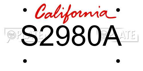 S2980A California License Plate
