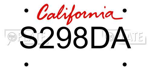 S298DA California License Plate