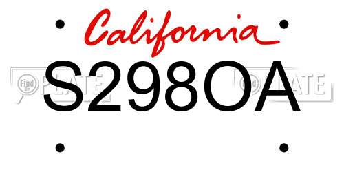 S298OA California License Plate