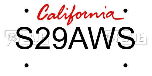 S29AWS California License Plate