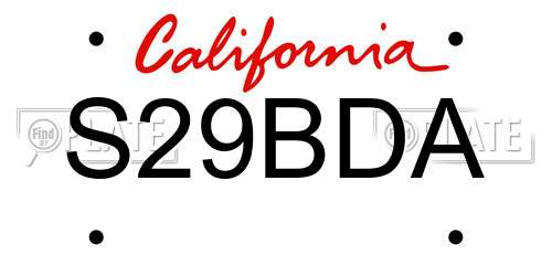 S29BDA California License Plate