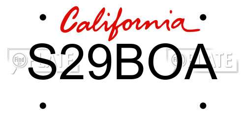 S29BOA California License Plate