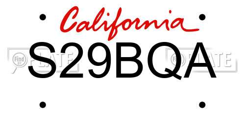 S29BQA California License Plate