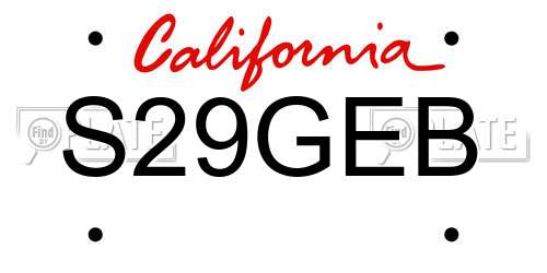 S29GEB California License Plate