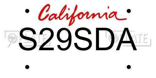 S29SDA California License Plate