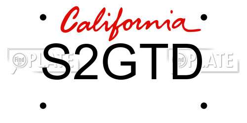 S2GTD California License Plate