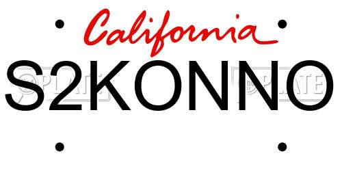 S2KONNO California License Plate