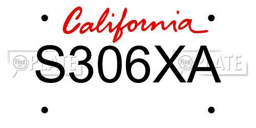 S306XA California License Plate