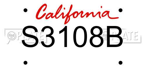 S3108B California License Plate