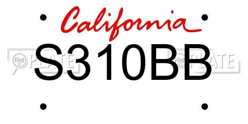 S310BB California License Plate