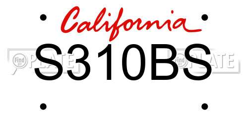S310BS California License Plate