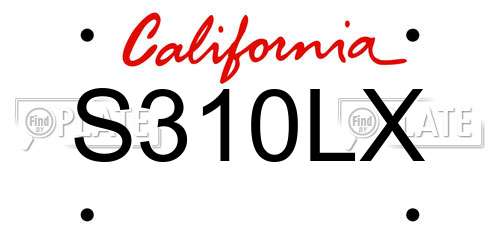 S310LX California License Plate