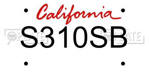 S310SB California License Plate