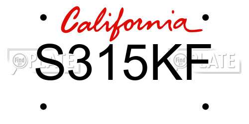 S315KF California License Plate