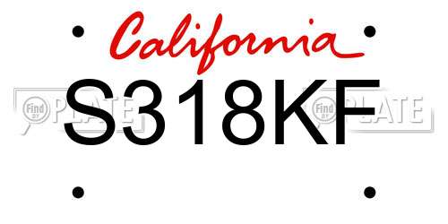 S318KF California License Plate