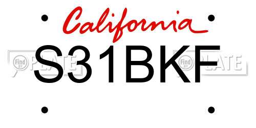 S31BKF California License Plate