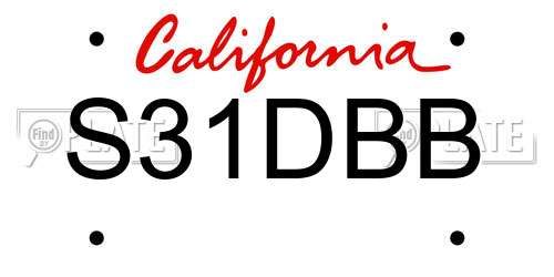S31DBB California License Plate