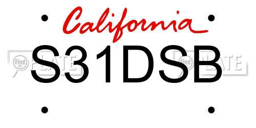 S31DSB California License Plate