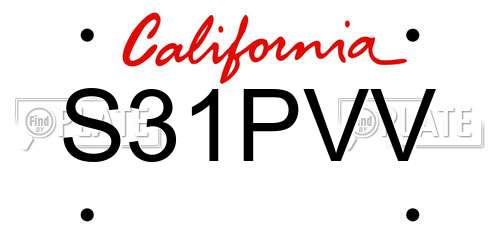 S31PVV California License Plate
