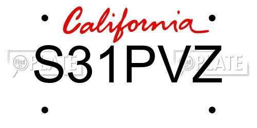 S31PVZ California License Plate
