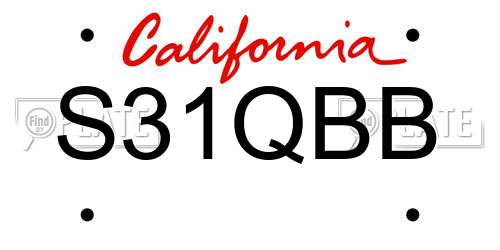 S31QBB California License Plate