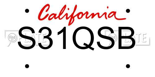 S31QSB California License Plate