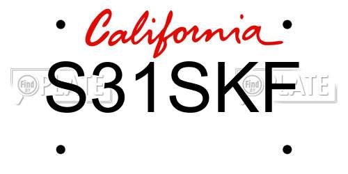 S31SKF California License Plate