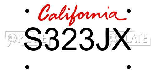 S323JX California License Plate