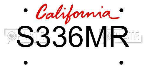S336MR California License Plate