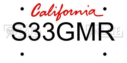 S33GMR California License Plate