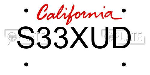 S33XUD California License Plate