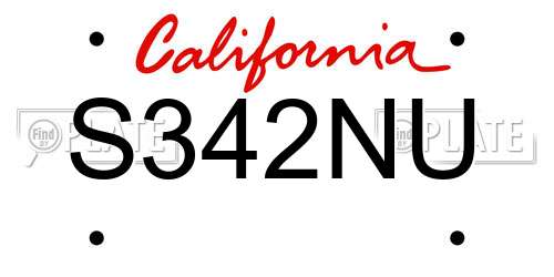 S342NU California License Plate