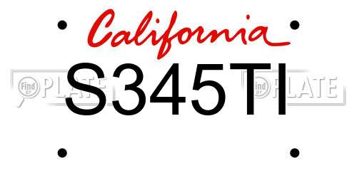 S345TI California License Plate