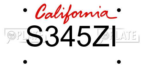 S345ZI California License Plate