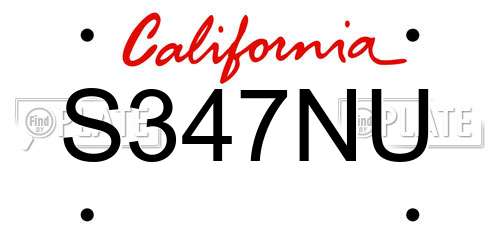 S347NU California License Plate