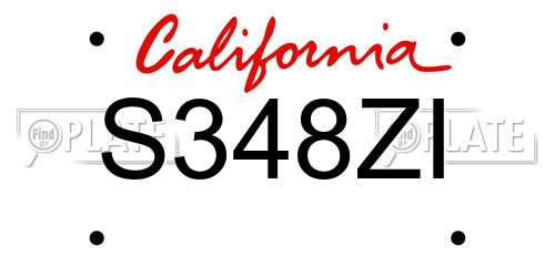 S348ZI California License Plate