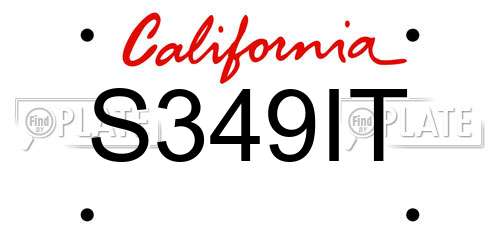 S349IT California License Plate