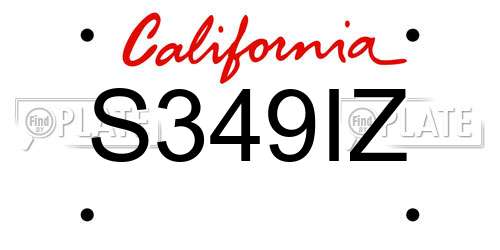 S349IZ California License Plate