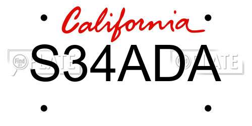 S34ADA California License Plate