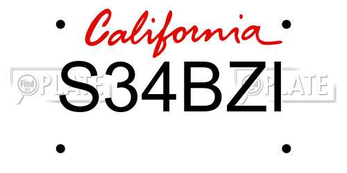 S34BZI California License Plate