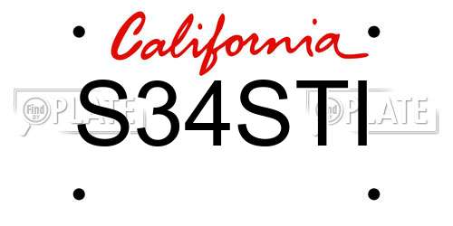 S34STI California License Plate