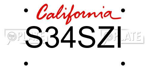 S34SZI California License Plate