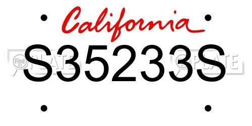 S35233S California License Plate