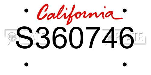 S360746 California License Plate