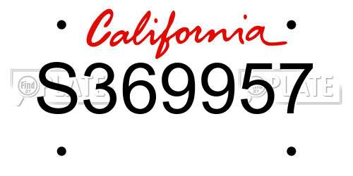 S369957 California License Plate