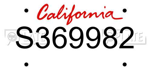 S369982 California License Plate