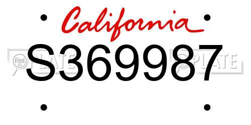 S369987 California License Plate