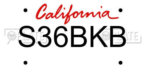 S36BKB California License Plate