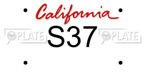 S37 California License Plate